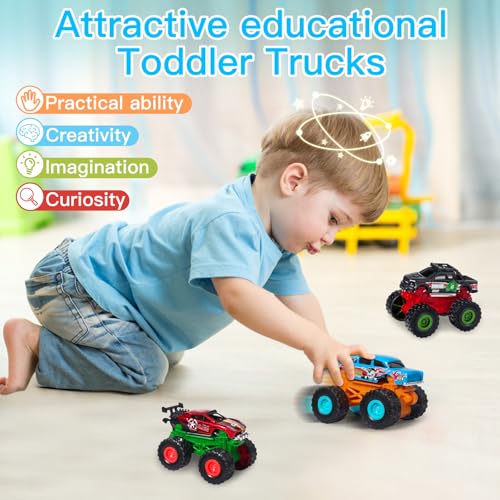 KARMOUNT Mini Monster Trucks Set, Diecast Cars, Powerful Pull Back Cars - image 2
