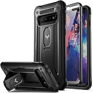 YOUMAKER Designed for Samsung Galaxy S10 Plus 6.4 inch (2019) Case with Built-in Screen Protector Kickstand Full Body Heavy Duty Shockproof Rugged Bumper Dual Layer Protector Rugged Phone Cover-Black