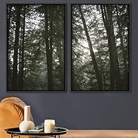 2 Piece Framed Canvas Wall Art Rustic Woods Canvas Prints Home Artwork Decoration for Living Room,Bedroom - 16