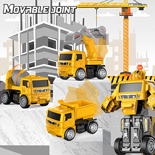 Qumcou Construction Toys For 3 4 5 6 Year Old Boys, Transform Robot Kids Toys, Friction Powered Toy Trucks Vehicles Toddler Toys Cars Gifts For Boys Kids Aged 3+ (Set Of 4) #TOP4