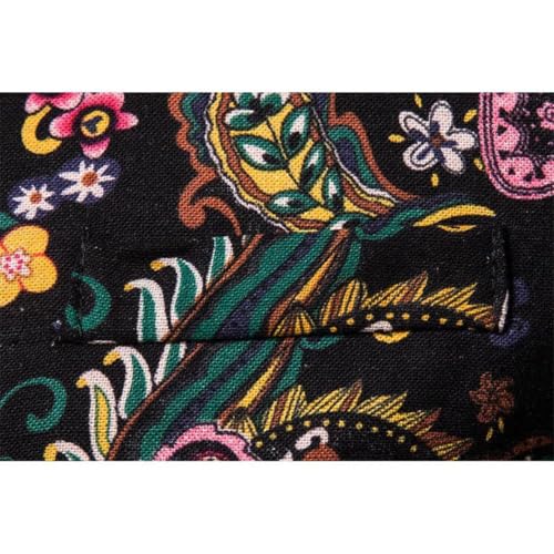 Men's Printed Suit Jacket Single Breasted Cotton Linen Casual Coat V-Neck Long Sleeve Blazers Tops2