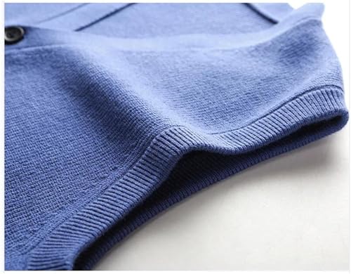 SaoBiiu Men Knitted V-Neck Cardigan Sleeveless Sweater Patchwork Button Casual Warm Sweater Vest3