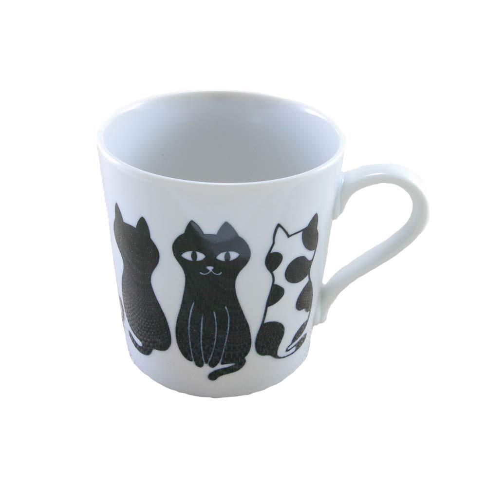 猫の陶器製 マグカップ 瀬戸焼 日本の陶器カップ - 手描きの可愛い猫、ウサギ、桜