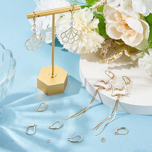 Beebeecraft 1 Box 20Pcs Leverback Earring Findings 24K Gold Plated Clasp Earring Hooks 16.5x10mm French Ear Wire Connector with 20Pcs Open Jump Rings for DIY Jewellery Making - Image 4