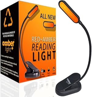 New 2023 Red + Amber Reading Light + Giftable Blue Light Blocking Book Light for Reading in Bed