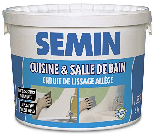 SEMIN Enduit de Finition Pièces Humides 5 kg – Enduit Allégé Hydro Prêt à l’Emploi – Haute Résistance à l’Humidité – Murs & Plafonds Salle de...