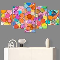 SIGNWIN 5 Panel Canvas Wall Art Modern Art Abstract Closeup Colorful Cool Geometric Minimalist Mixed Media Multicolor Patterns for Home Decorations Ready to Hang - 60
