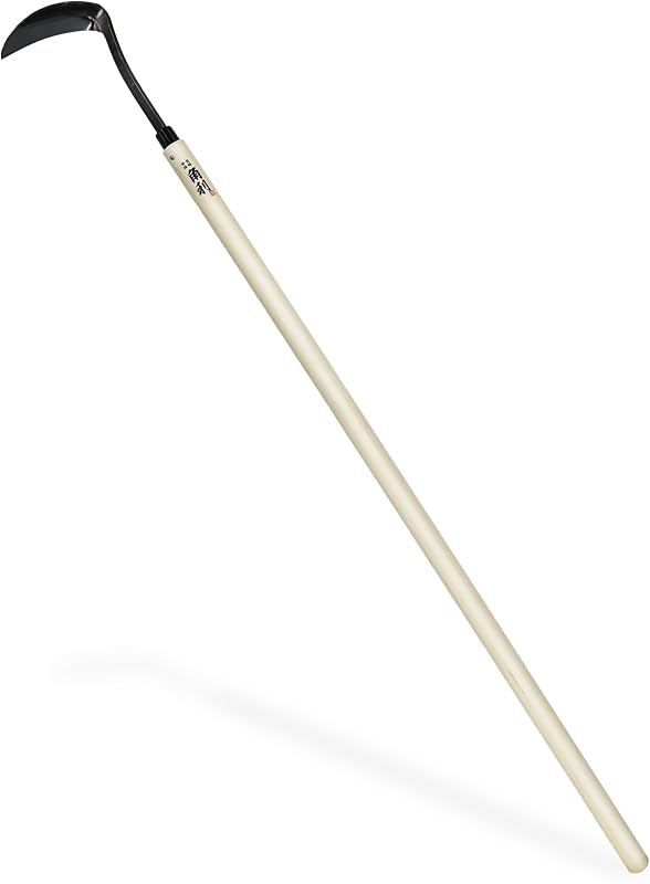 Japanese Weeder Tool Long Handle 42" for Gardening - Stand Up Weed Remover Sickle Hoe - Sharp Japanese Steel Blade & Wooden Handle - Made in Japan