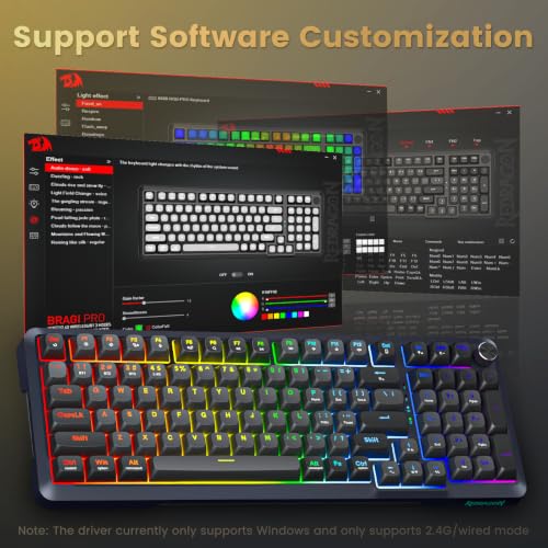 Image of Redragon K688PRO Wireless Tri Mode Gasket Mechanical Gaming Keyboard | Hot Swappable 8000mAH Gaming Keyboard with Five-Layer Padding & Knob, BT /2.4GHz /USB-C, RGB Backlit, 98 Keys Creamy Keyboard