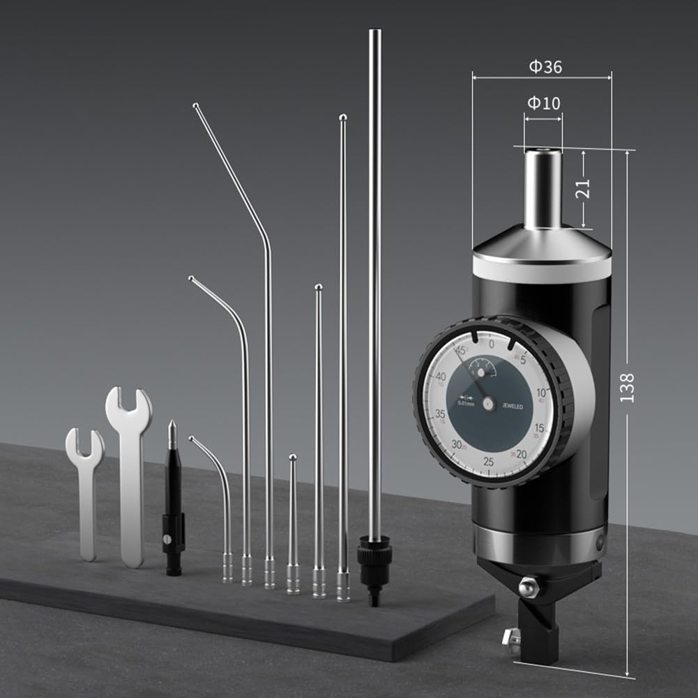 Messuhr für Messuhr Koaxial-Zentrierlehre für Fräsmaschine, mechanische Hebelsonde mit verstellbarem 360°-Schaft