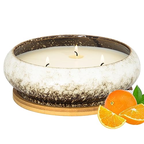 Scented Candles, 3 Wicks Large Citrus Candles for Home Scented, 17 oz Aromatherapy Candle Gifts for Women, Decorative Natural Soy Candles with Long Lasting Ideal for Mother's Day Birthday Anniversary