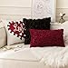 MIULEE 3D Rose Flower Pillow Cover Decorative Spring Floral Romantic Stereo Chiffon Aesthetic Solid Pillowcase for Girl Bedroom Living Room Decor 12x20 Inch Wine Red