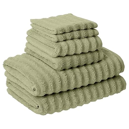 Amrapur Overseas Luxury Spa Collection | 6-Piece Ultra Soft Quick-Dry 550GSM 100% Combed Cotton Wavy Towel Set [Sage]