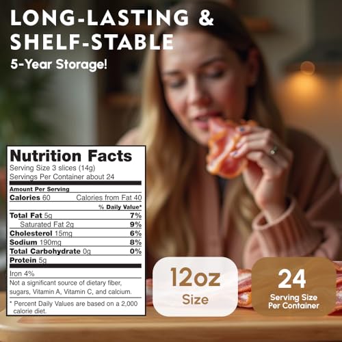 Image of Werling Fully Cooked Canned Bacon 12 oz - Ready to Eat Smoked Bacon, Shelf Stable up to 5 Years, Long-Term Food Storage, Emergency Survival Food, Camping & Hiking Meals, Pantry Staple, Canned Meat, Pack of 12