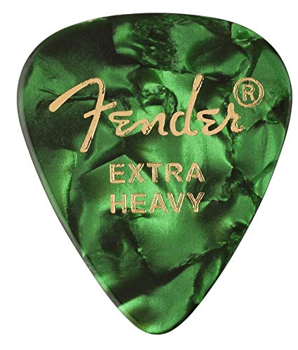 Fender® »351 SHAPE CLASSIC PICKS« Médiators en Celluloïd – Forme: 351 – Pack de 12 – Épaisseur: X-Heavy – Couleur: Green… - Les Beatles, Paul McCartney, John Lennon, RIngo Starr, George Harrison Fender® »351 SHAPE CLASSIC PICKS« Médiators en Celluloïd - Forme: 351 - Pack de 12 - Épaisseur: X-Heavy - Couleur: Green…