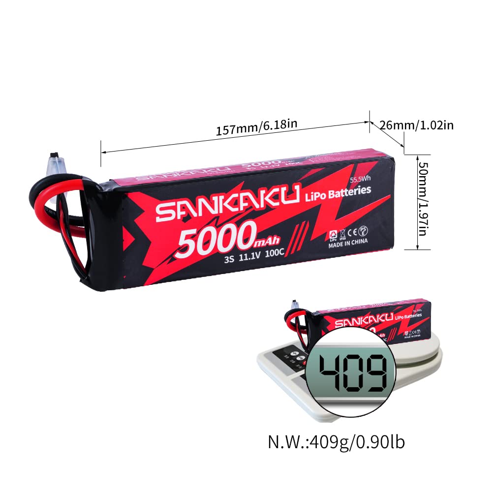 SANKAKU 5000mAh 3S Batteria Lipo 100C 11,1V RC Batteria spina EC5 per veicoli RC Buggy Auto Camion Barca Hobby 2 pezzi