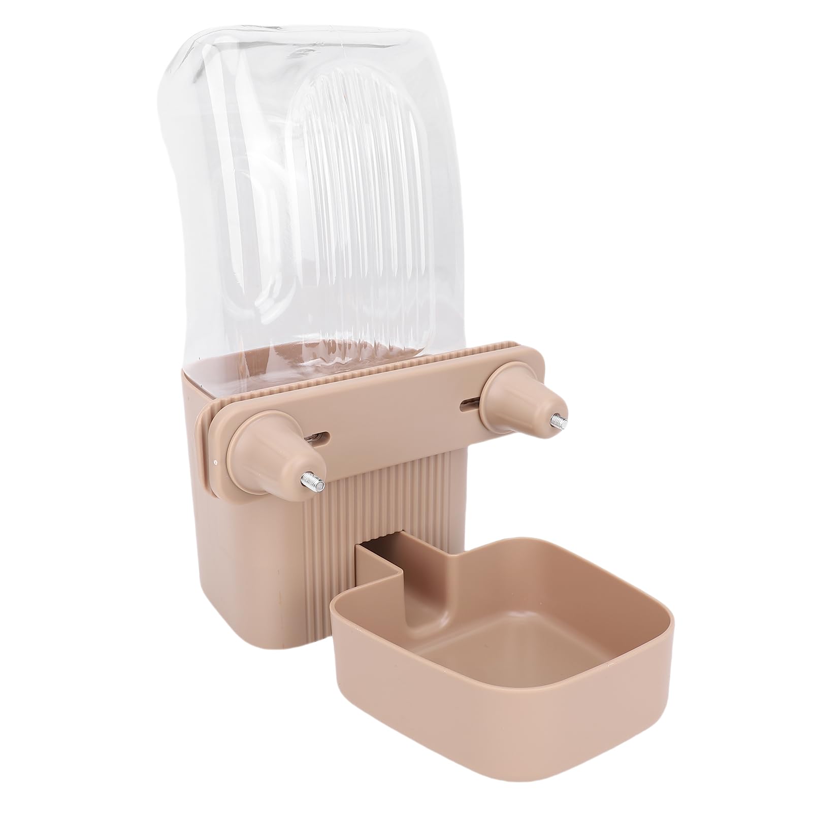 Maqulae Pet Cage Water Dispenser, 1200ml Large Capacity Automatic Hanging Water Bowl, with Sturdy Plastic Material, for Cat Dog Crate (Brown)