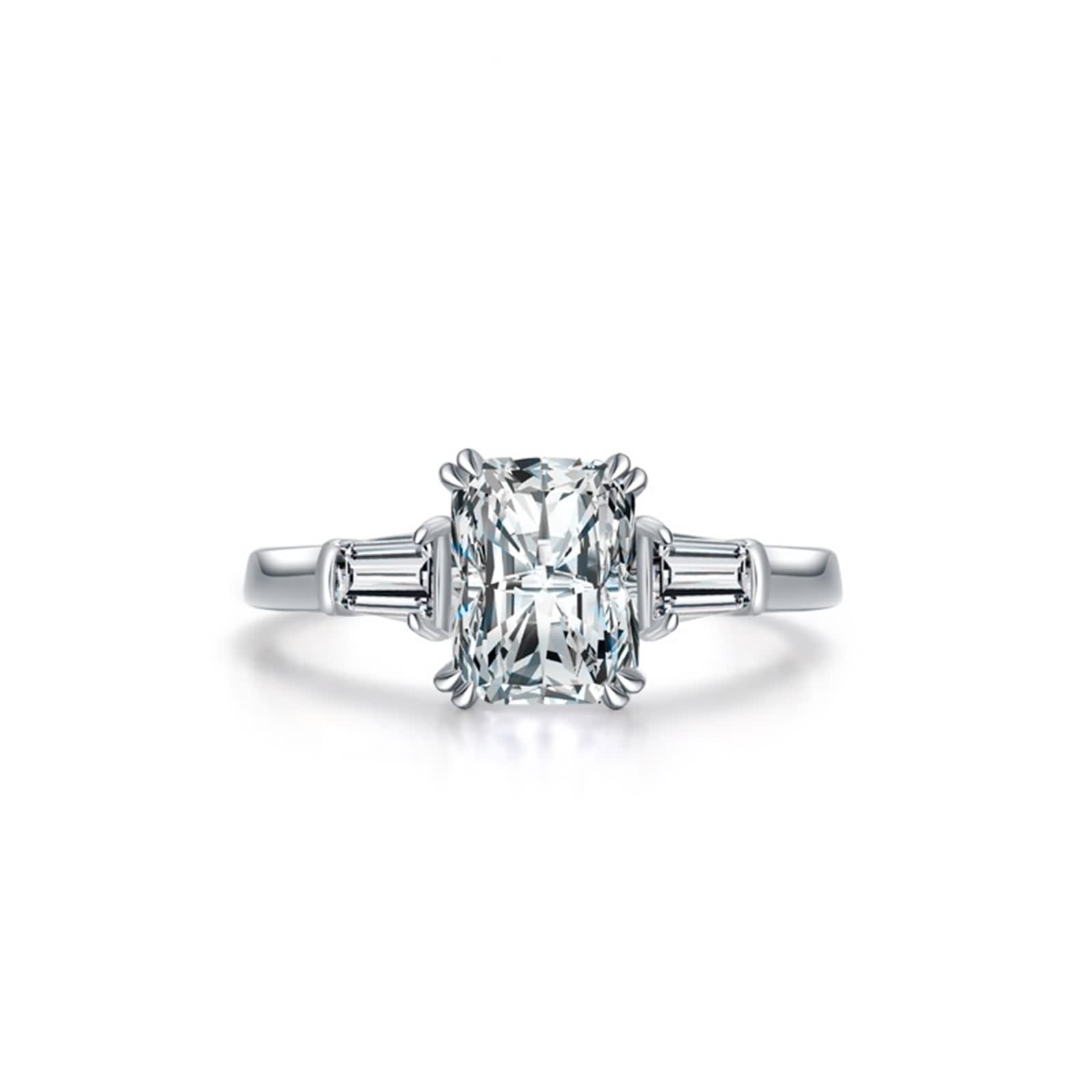 Bague argent 925 blanc avec zircone rectangulaire chic et intemporelle