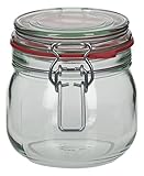 4 x 634 ml Drahtbügelglas/Spannbügelglas rund - inkl. Deckel, Gummidichtung und Spannbügel - Einkochglas - Einweckglas - Einmachglas - Bügelglas - Haushaltsglas - Allzweckglas - Aufbewahrungsglas