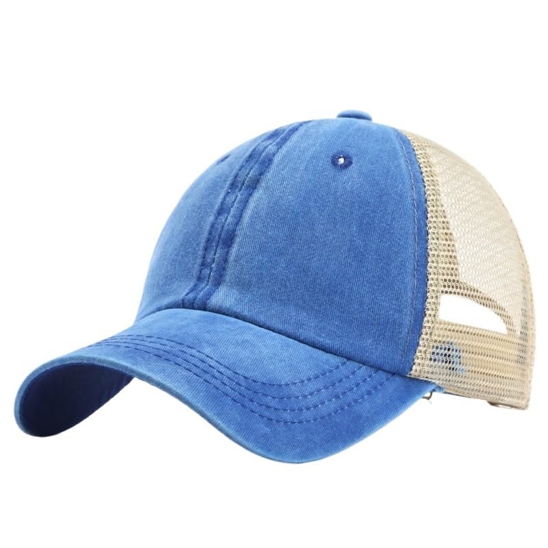 Gorra de béisbol Vaquera de algodón Lavado Transpirable de Estilo Coreano for Hombres y Mujeres, Gorra Ligera con protección Solar(Skyblue)