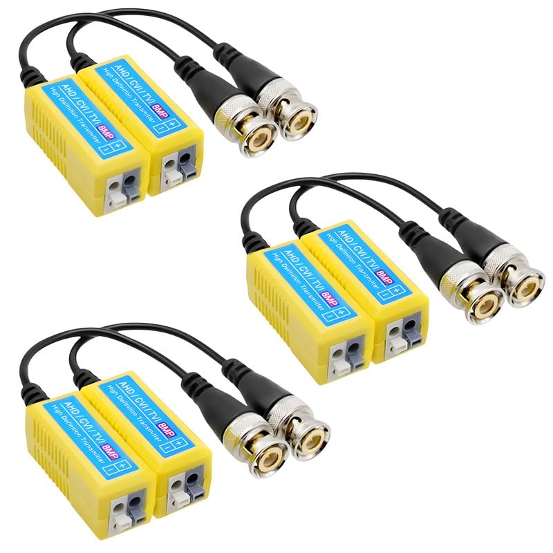 COOLCOLD Video Balun | 8MP (Pack of 3), 4K Passive HD BNC Video Balun Transceiver Transmitter Via Rj45 Cable AHD/TVI/CVI/CVBS for Full HD CCTV DVR Security Surveillance Camera System (Yellow, 3 Pair)-image-39