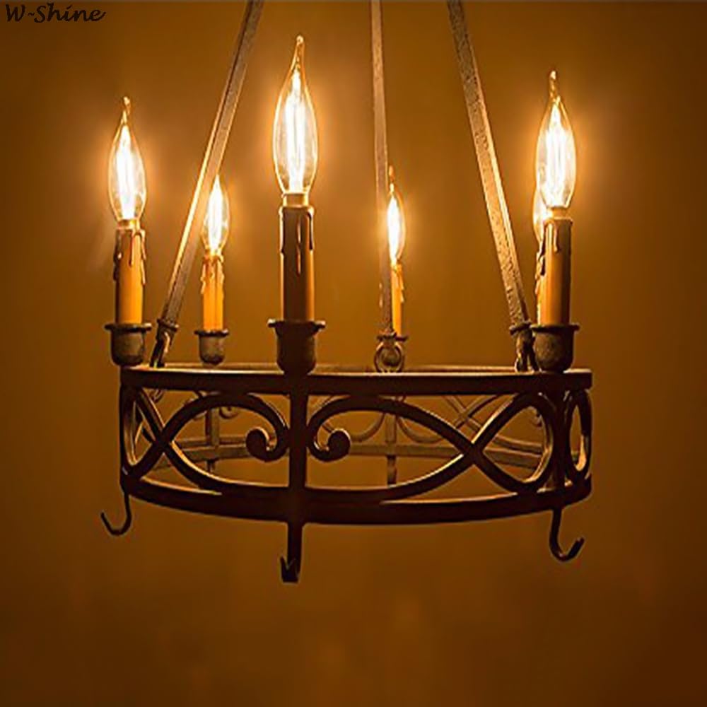 1fortunate Paquete de 20 bombillas de filamento LED Vintage Edison bombilla de tinte dorado AC220V C35T E14 lámpara LED con punta curvada de llama