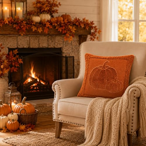 18x18in Embossed Pumpkin Fall Pillow Covers - image 3
