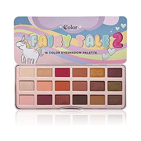 Ccolor Cosmetics Fairy Tale 2 Eye Shadow Palette Makeup, 18 Ultra-Blendable, Vibrant Matte & Shimmer Eyeshadow - Eyeshadow Palette Set With Mirror - Long Lasting, Travel-Size Makeup Palette Cover