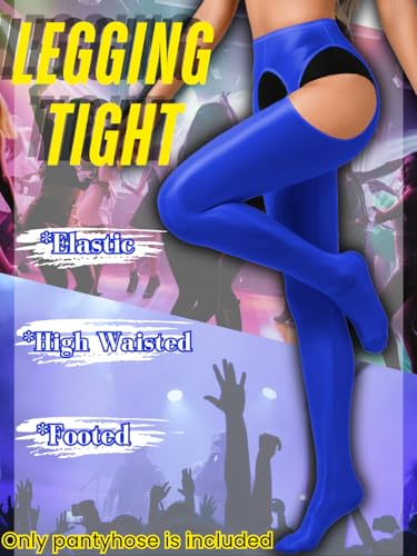Image of ChiaoLezhee Sexy Shiny Tights, Sheer High-Waisted, Suspender Pantyhose For Women Rave Party Outfits Leggings Pants Exotic