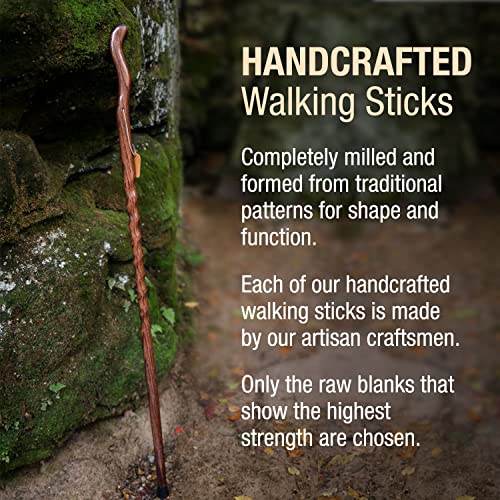 image for Brazos Handcrafted Wood Walking Stick, Twisted Oak, Ergonomic Style Ha