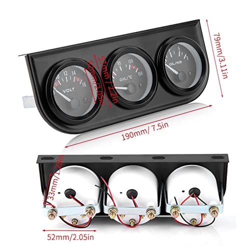 Masyrt 3-in-1-Automessgeräte-Set – Inklusive Voltmeter, Wassertemperatur- und Öldruckmessgeräten, Ideal für Kfz-Upgrades, Tuning und Wartung