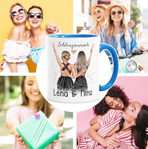 SpecialMe® Tasse beste Freundin Geschenk Geburtstag Weihnachten persönlich personalisiert Freundschaft Best Friends Weiss-innen-blau… – Ansicht 4