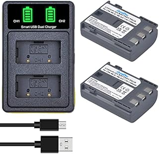 DuraPro 2Pcs NB-2L NB-2LH Battery + Dual USB Charger Replacement for Canon EOS 350D 400D MD265 MV960 PowerShot G7 G9 S70 S80 ZR950 ZR960 HG10 HV40 Cameras