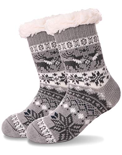Image of MOGGEI Girls Slipper Fuzzy Socks Kids Boys Fluffy Fleece Lined Warm Plush Sherpa Winter Child Home Socks