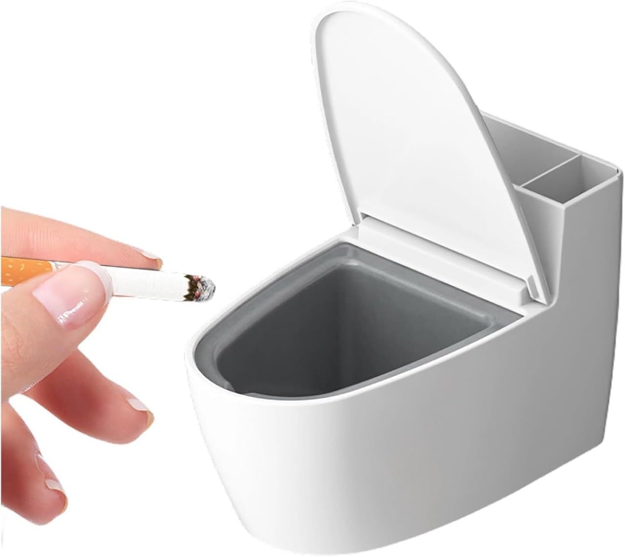 Wall Mounted Toilet Shaped Ashtray with Lid, White, Cigarette Holder, Adhesive No Drill, Modern Smoking Accessories-image-24