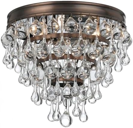 Crystorama Calypso 3 Light Crystal Teardrop Vibrant Bronze Flush Mount