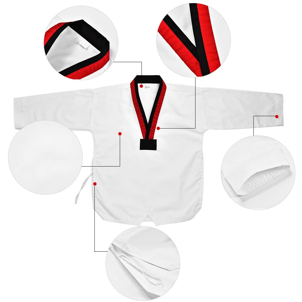 Niños Uniforme de Taekwondo Algodón Completo Artes Marciales Ropa Deportiva Karate (120)