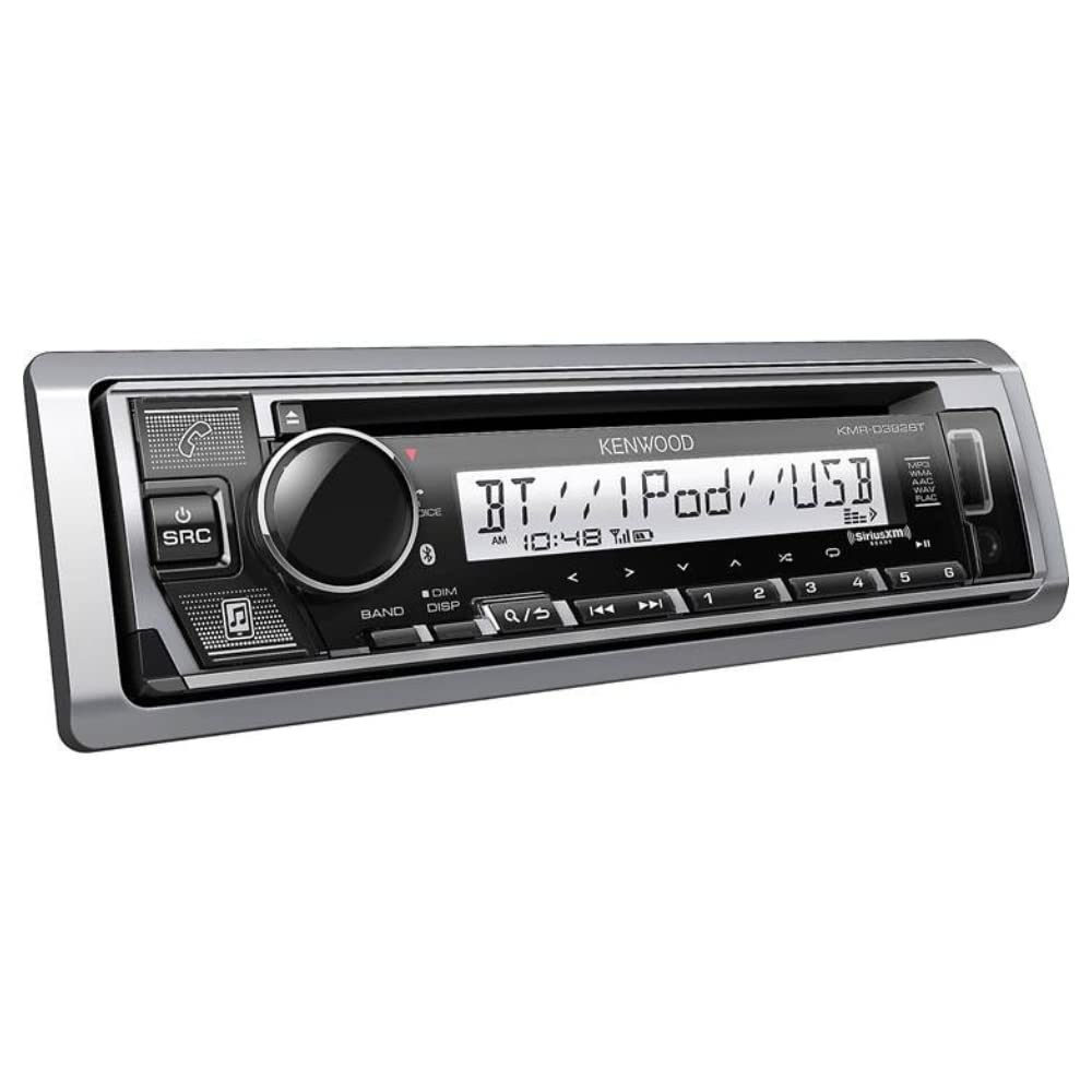Kenwood KMR-D382BT Car & Marine Stereo - Single Din, Bluetooth Audio, CD USB MP3, Aux in, AM FM Radio SiriusXM Ready, Weatherproof, Multi Color Illumination (Renewed)