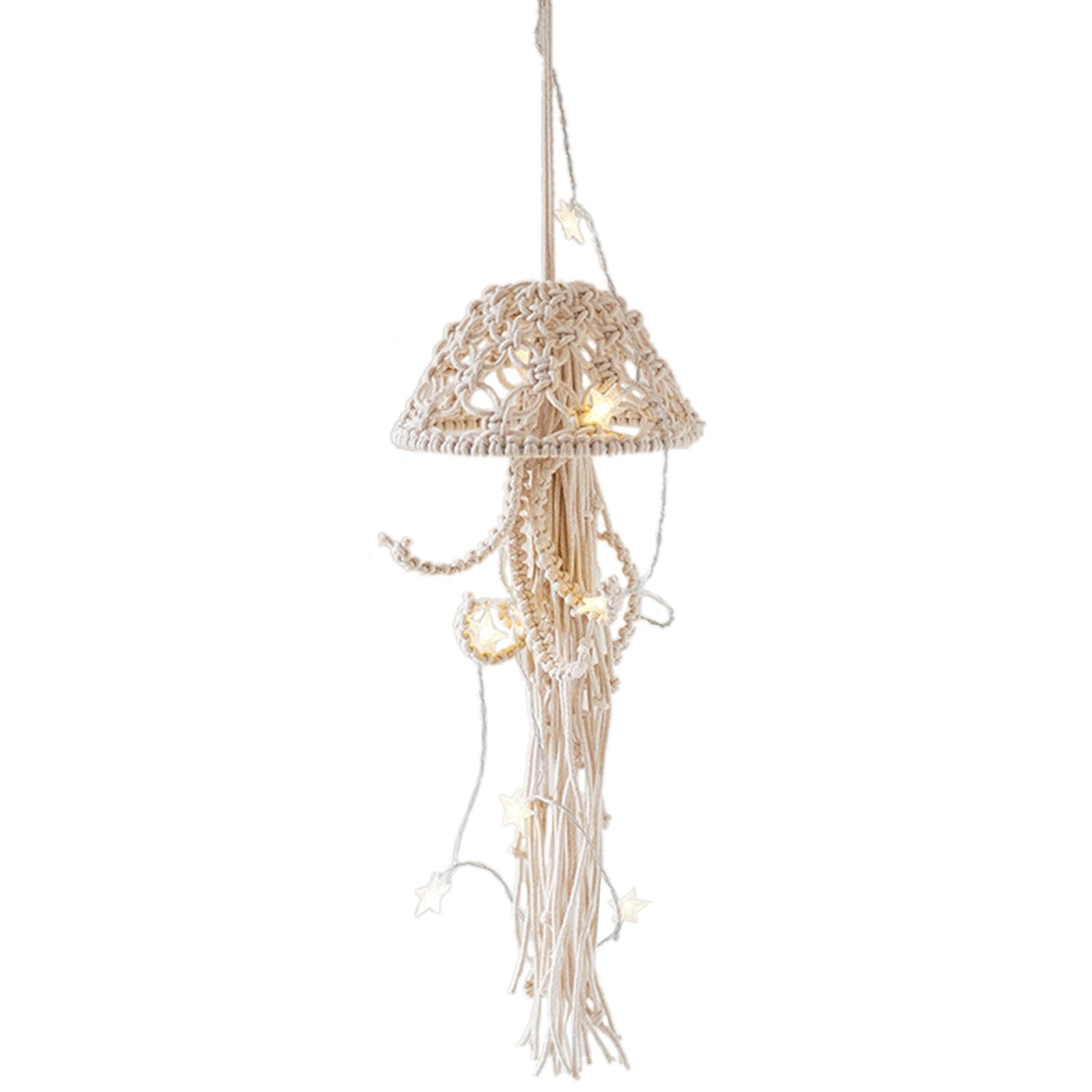 Jazuaiao Jellyfish-Shape Woven Tapestry Hand Woven Modern Pendant Boho-Style Wall Hanging Decoration Long Tassels Craft Ornaments Long Tassels Decoration Craft Ornaments