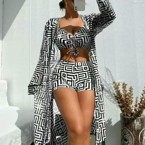 Bañador conjunto de traje baño bikini con tiras bóxer playa 6