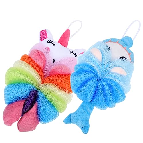 CLISPEED 2Pcs Cartoon Bathing Body Wash Balls Soft Exfoliating Sponge for Unicorn Bath Scrubber for Fun Relaxing Showers