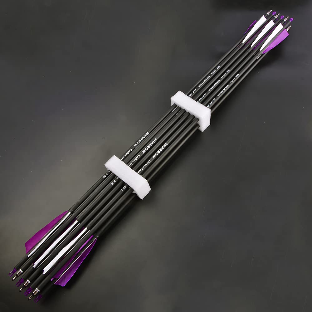 Pfeile für Traditionelle Bogenschießen 30 Zoll Bogenpfeile Carbon Pfeile Jagdpfeile Spine 500 Pfeile mit 4'' Befiederung für Recurvebogen Traditionellen Bogen Pfeile Pfeilspitzen
