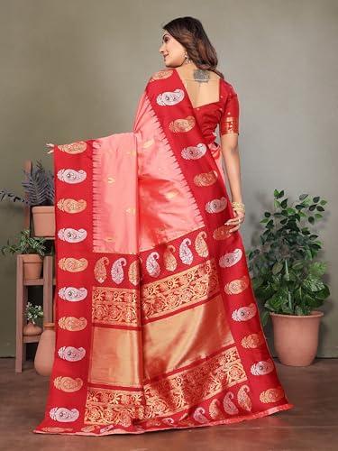 Pandadi Saree peach banarasi silk saree – image 3
