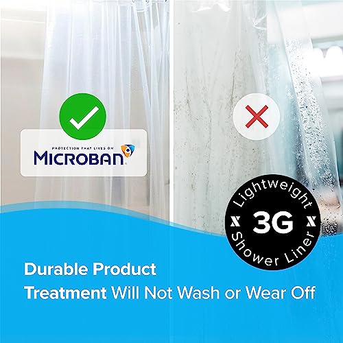 Slipx Solutions Microban-Infused Shower Curtain Liner, 3G Lightweight, 70"X72", Clear #TOP1