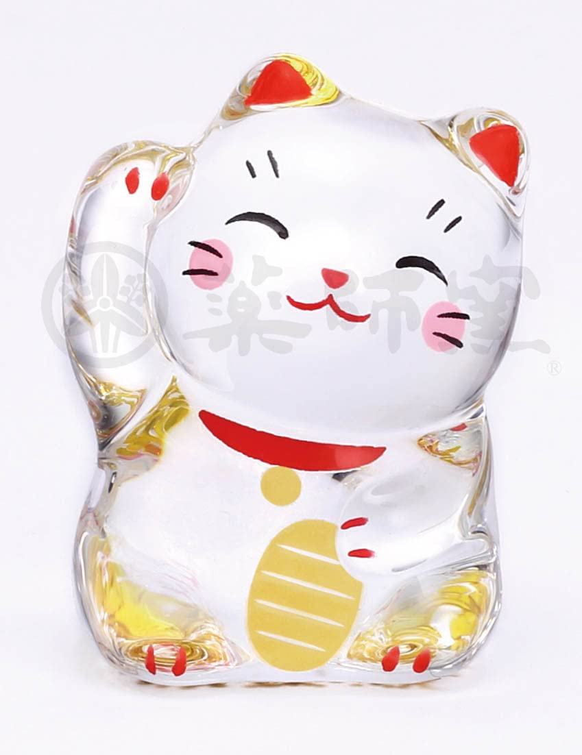Amazon.co.jp: 薬師窯(yakushigama) クリスタル 招き猫(右手上げ