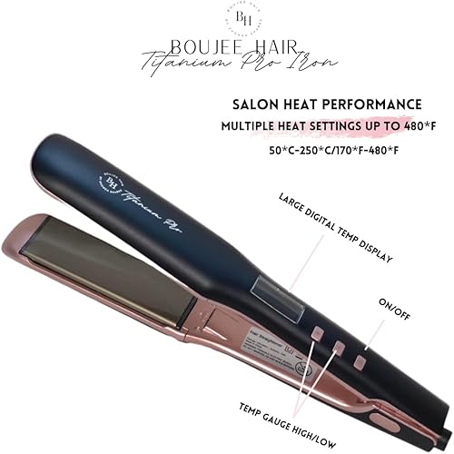 Miniatura 3 de Boujee Hair by Shonda Sharee Plancha Titanium Pro, alisa y riza. Doble voltaje. Placa flotante 3D Nano Titanium de 1.5 pulgadas de ancho.