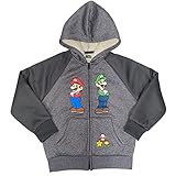 Super Mario Little Boys Sherpa Fleece Zip Hoodie, Charcoal Heather, 5/6