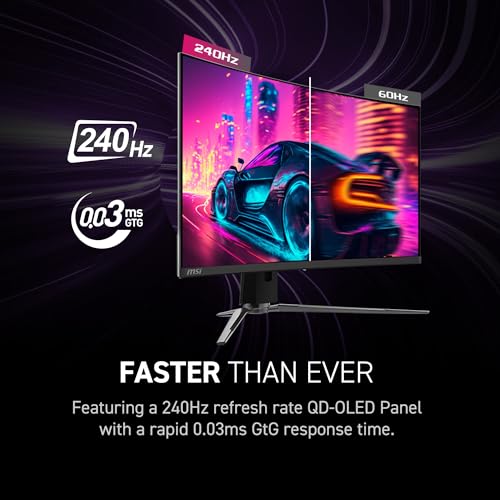 Image of msi MPG 321CURX QD-OLED, 32-Inch, 4K UHD, 3840x2160,1700R,OLED Monitor, 240Hz, 0.03ms, DisplayHDR True Black 400, G-SYNC Compatible, HDMI 2.1, DP 1.4a, USB C (98W PD),Height Adjustable, Black