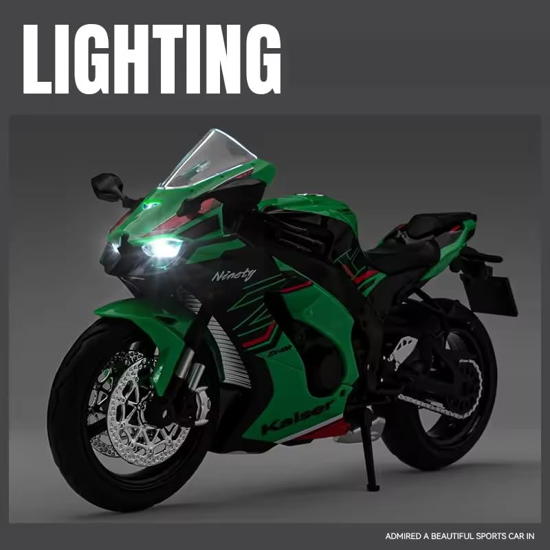 Image of 1:12 Scale Ninja ZX-10R Style Diecast Motorcycle Model Realistic Toy Bike with Movable Parts & Kickstand - Collectible Gift for Bike Enthusiasts & Kids