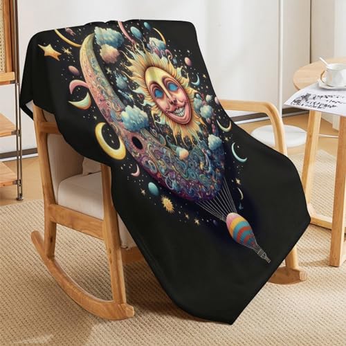 Couverture super douce Planet coloré en flannel moelleuse de qualité - 8